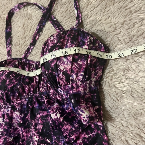 Torrid Wireless Tiered Flounce purple Tankini Top - Picture 7 of 9